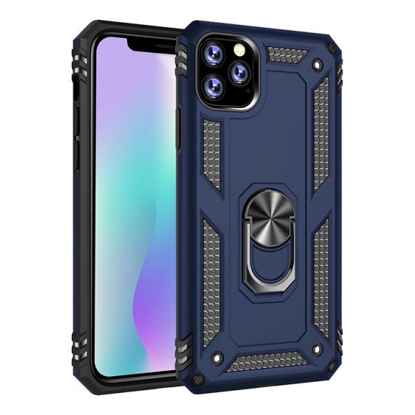 Wholesale iPhone 11 (6.1in) Tech Armor Ring Grip Case with Metal Plate (Navy Blue)